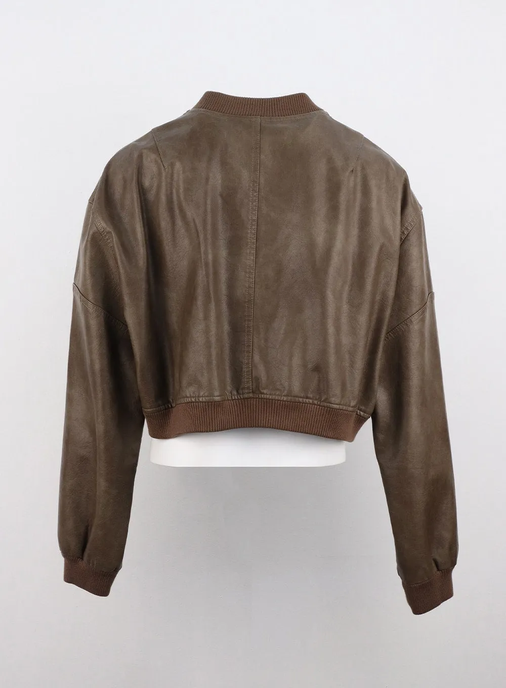 Vintage Faux Leather Bomber Jacket CO323