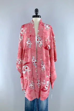 Vintage Pink Floral Kimono Cardigan