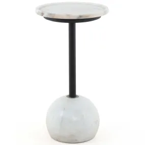 Viola Accent Table, Polished White Marble