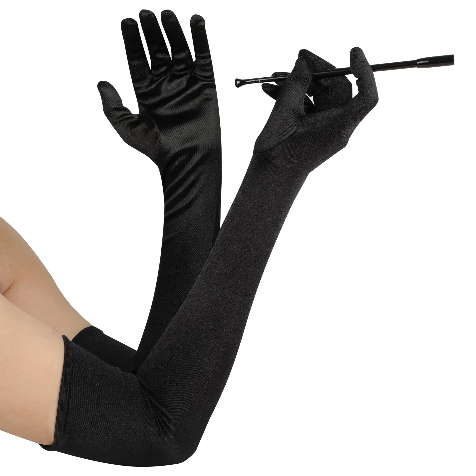 Vixen Accessory Bundle Set Telescopic Cigarette Holder   Long Satin Gloves Audrey Hepburn Inspired