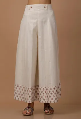 White Pure Hand Block Printed Cotton Culottes