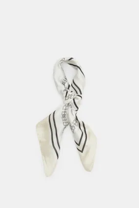 Women White Printed Scarf