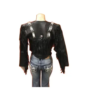 Women's Fringe Bandolero Leather Motorcycle Jacket