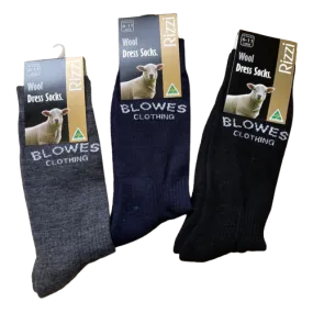 Wool Dress Socks - Navy | Black | Grey - Size 12-14