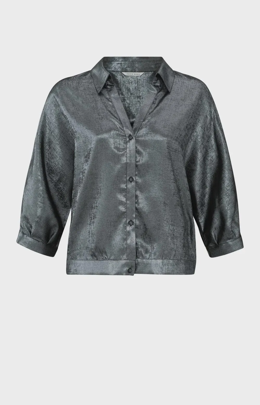 Yaya Metallic Blouse 3/4 Batwing Sleeve